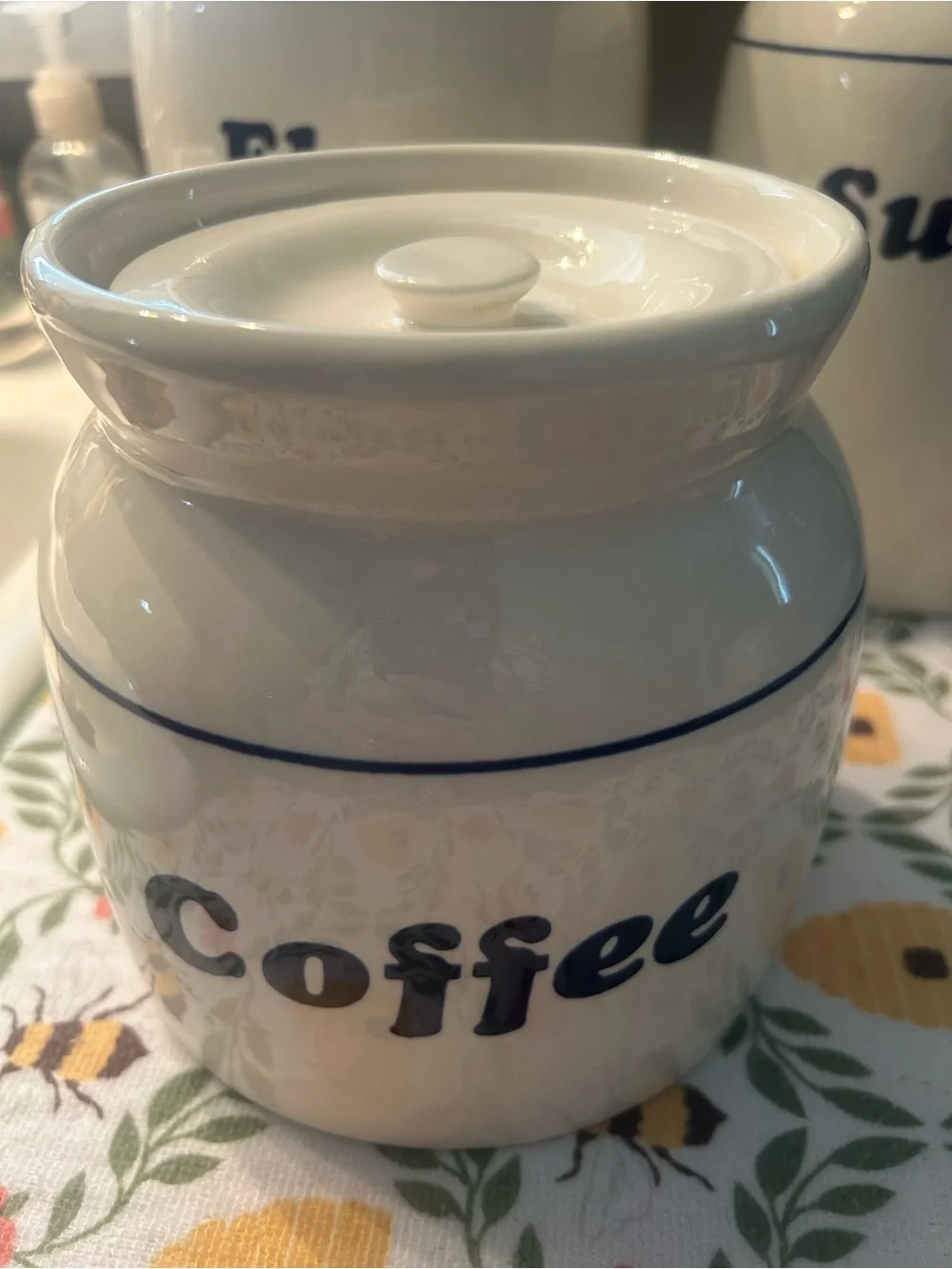Ceramic Kitchen Canister Set - Flour Sugar Coffee Tea